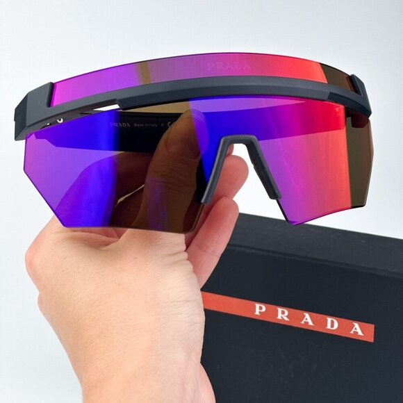 Prada Linea Rossa PS01YS 1BO02U BRAND NEW Sunglasses Matte Black Mirror Unisex - Picture 2 of 11